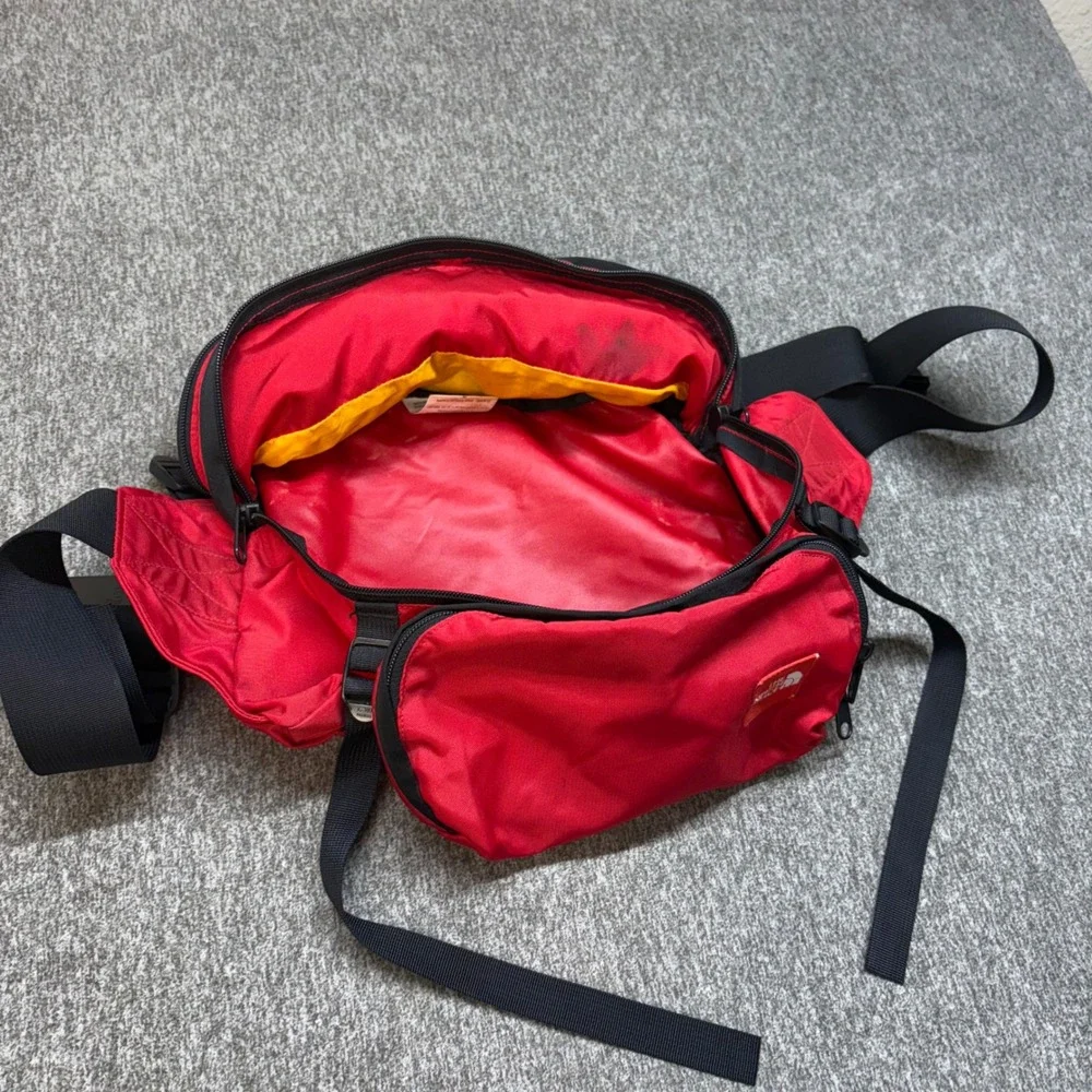 Vintage The North Face‎ Convertible Fanny Pack Backpack Red Yellow Nylon Korea